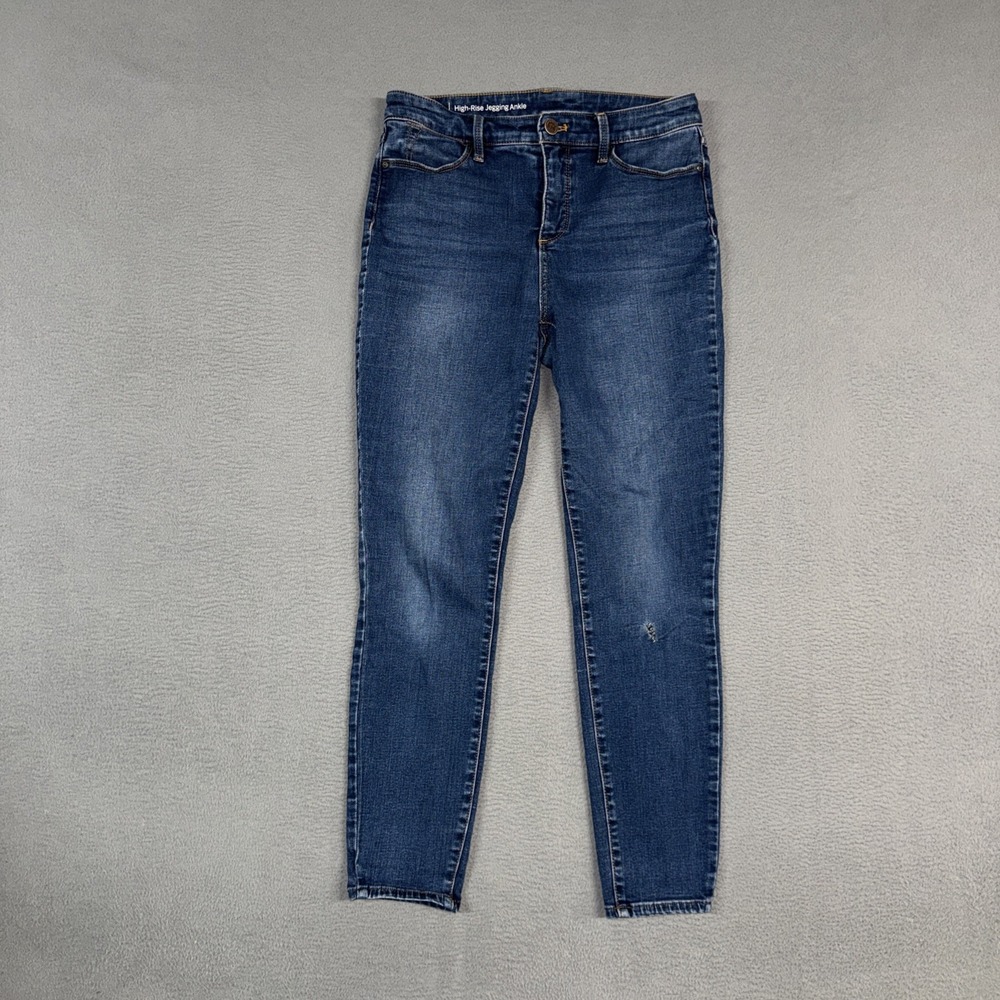 Talbots Jeans Womens 4P Blue High Rise Jegging Ankle Distressed Denim Flawless